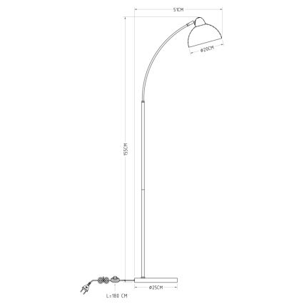 GLOBO 24703SW - Lampadaire ANITA 1xE27/40W/230V