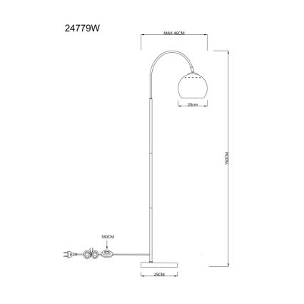 Globo - Lampadaire 1xE27/60W/230V blanc
