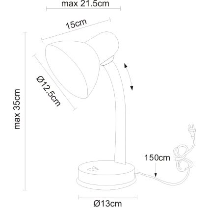 Globo - Lampe de table 1xE27/40W/230V noire