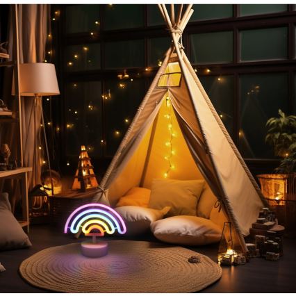 Globo - Décoration de table néon LED/2W/3xAA arc-en-ciel