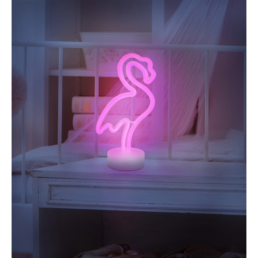 Globo - Décoration de table néon LED/2W/3xAA flamant rose