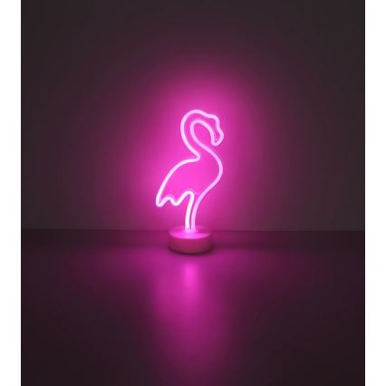 Globo - Décoration de table néon LED/2W/3xAA flamant rose