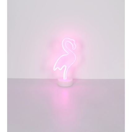 Globo - Décoration de table néon LED/2W/3xAA flamant rose