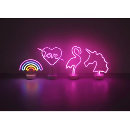 Globo - Décoration de table néon LED/2W/3xAA flamant rose