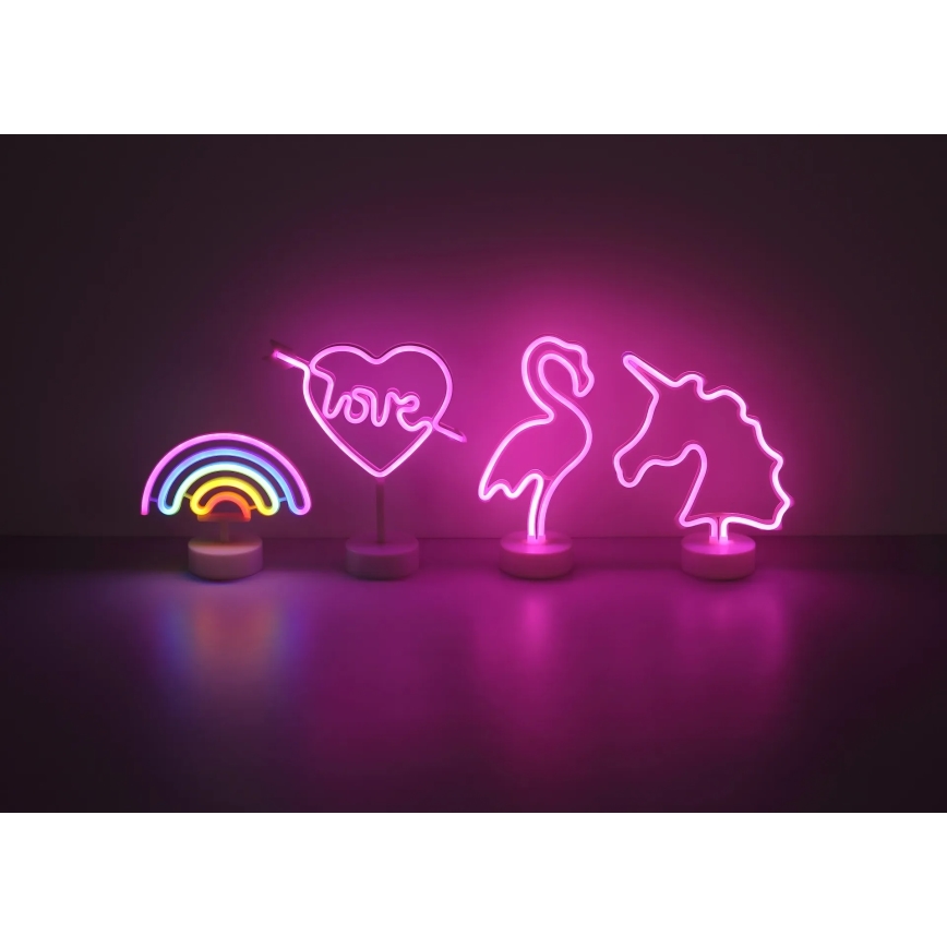 Globo - Décoration de table néon LED/2W/3xAA flamant rose