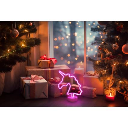 Globo - Décoration de table néon LED/2W/3xAA licorne