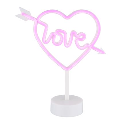 Globo - Décoration de table néon LED/2W/3xAA coeur