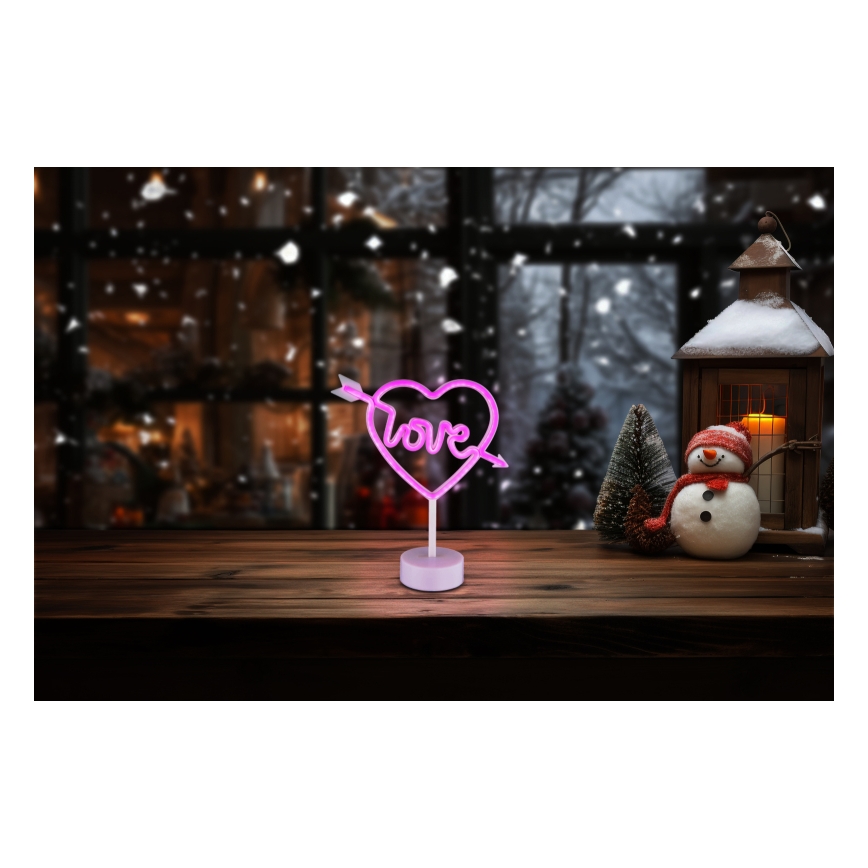 Globo - Décoration de table néon LED/2W/3xAA coeur