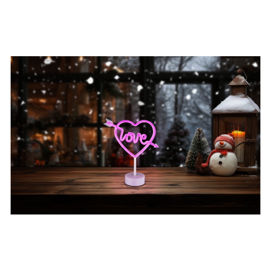 Globo - Décoration de table LED néon LED/2W/3xAA cœur