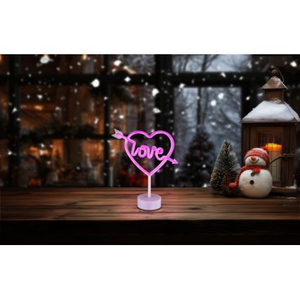 Globo - Décoration de table LED néon LED/2W/3xAA cœur
