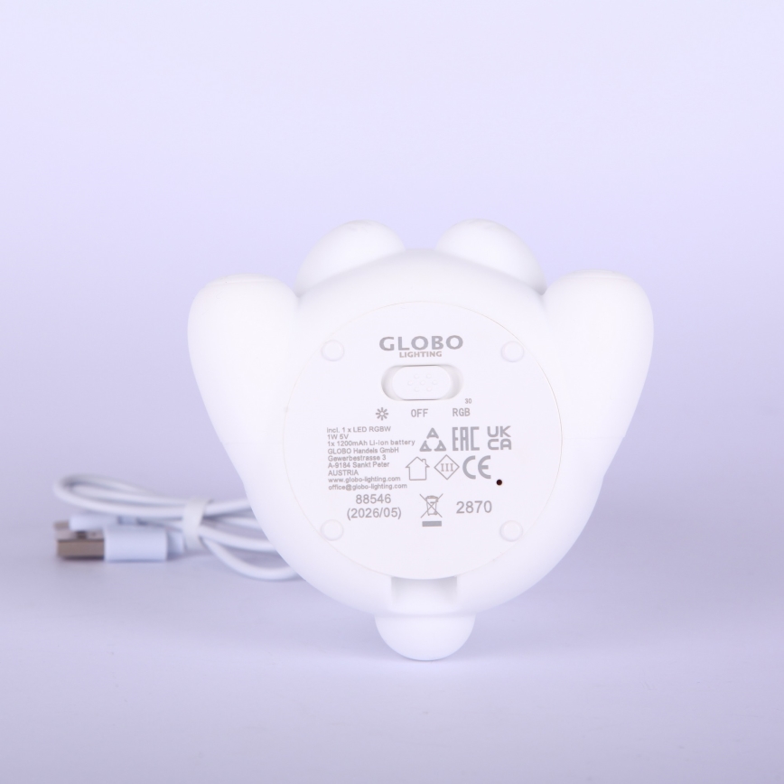 Globo - Veilleuse enfant rechargeable LED RGBW dimmable LED/1W/5V 1200 mAh motif ours