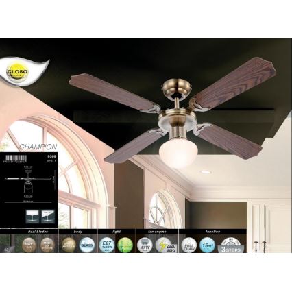 Globo - Ventilateur de plafond 1xE27/60W/230V