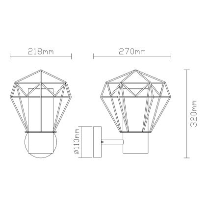 Globo - Applique murale extérieur 1xE27/15W/230V IP44