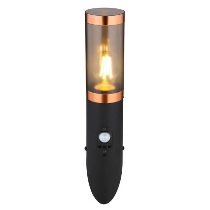 Globo - Applique murale extérieure avec détecteur 1xE27/15W/230V IP44 noir/cuivre