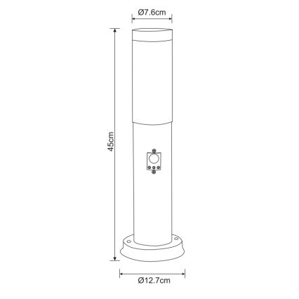 Globo - Lampe extérieure avec détecteur 1xE27/60W/230V 45 cm IP44