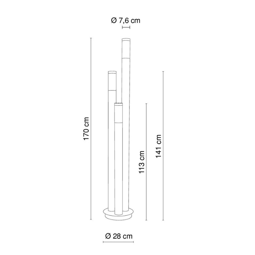 Globo - Lampadaire extérieur 3xE27/60W/230V 170 cm IP44