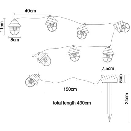 Globo - Lumière solaire décorative 8xLED/3,2V IP44