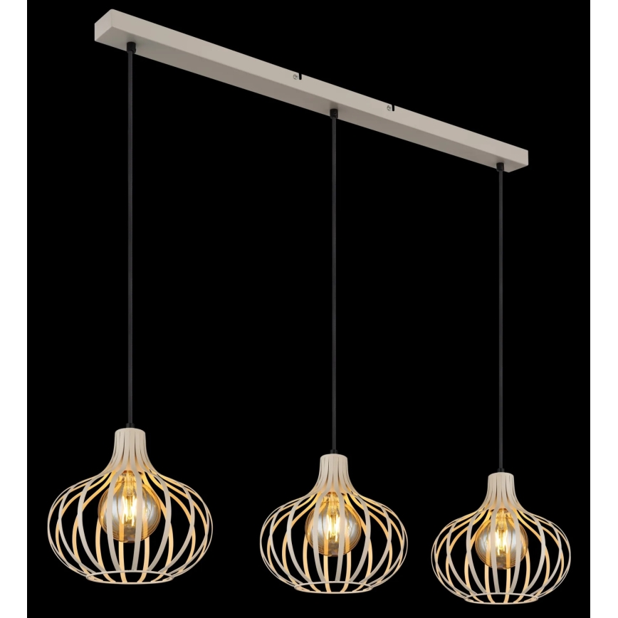 Globo - Suspension sur câble 3xE27/40W/230V beige