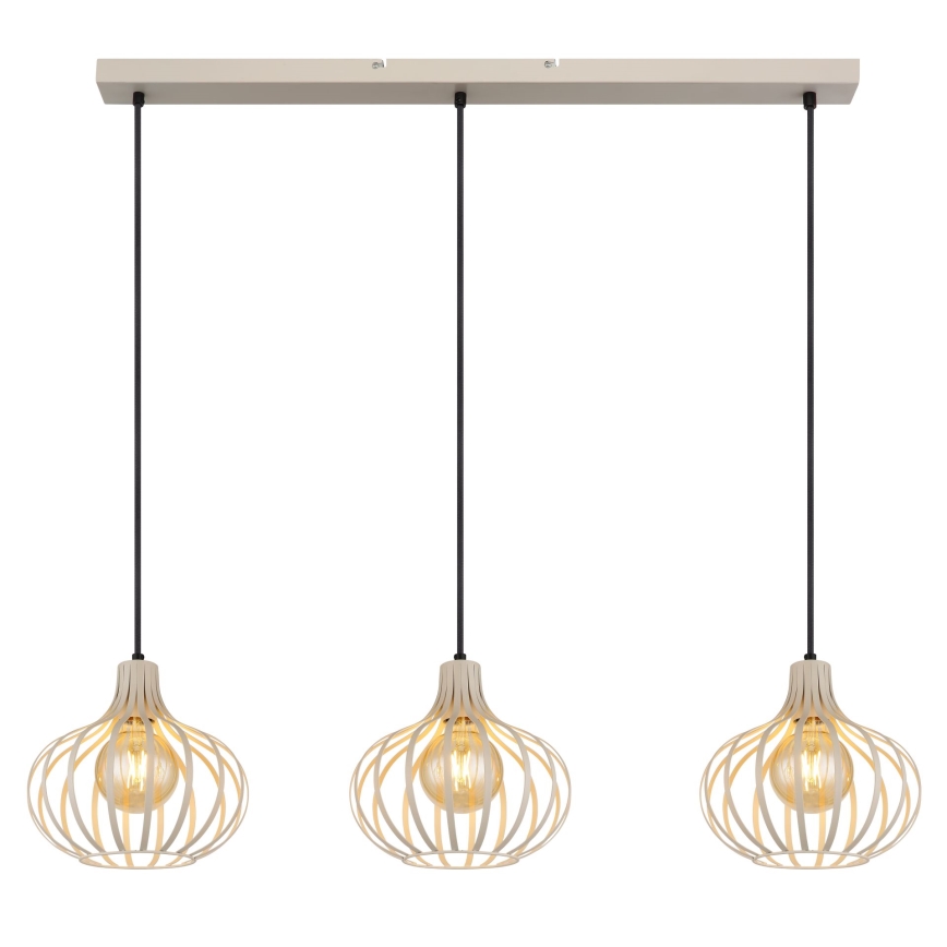 Globo - Suspension sur câble 3xE27/40W/230V beige