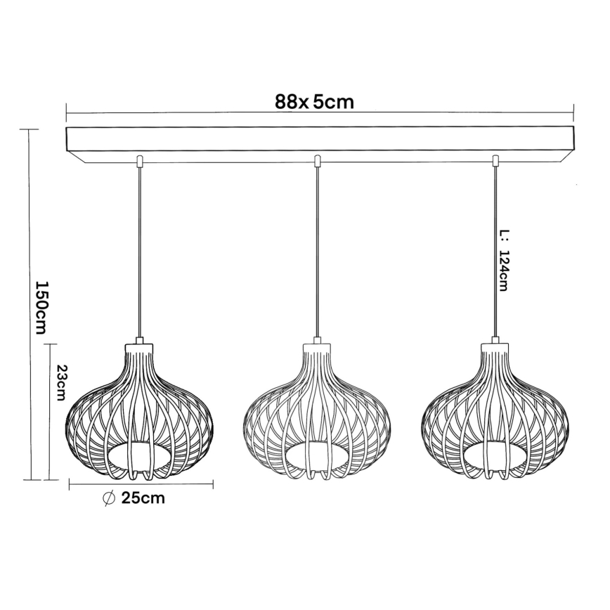 Globo - Suspension sur câble 3xE27/40W/230V beige
