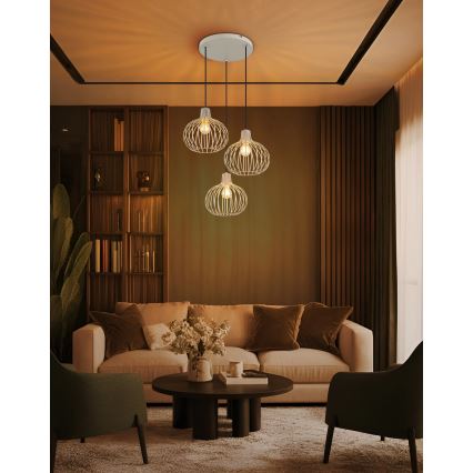 Globo - Suspension sur câble 3xE27/40W/230V beige