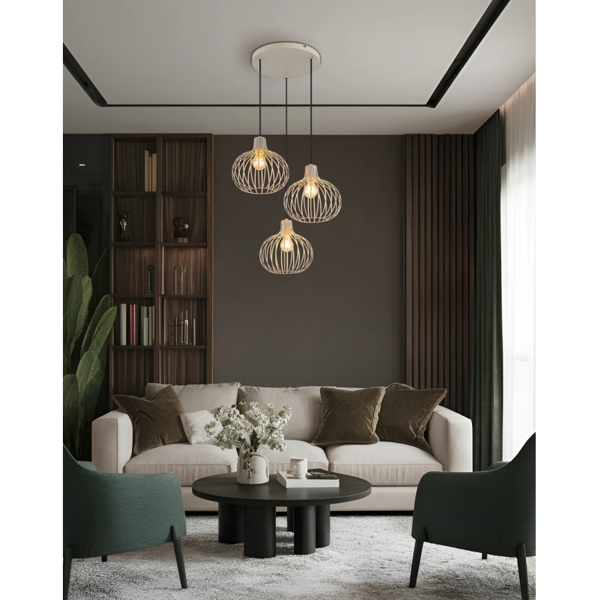 Globo - Suspension sur câble 3xE27/40W/230V beige