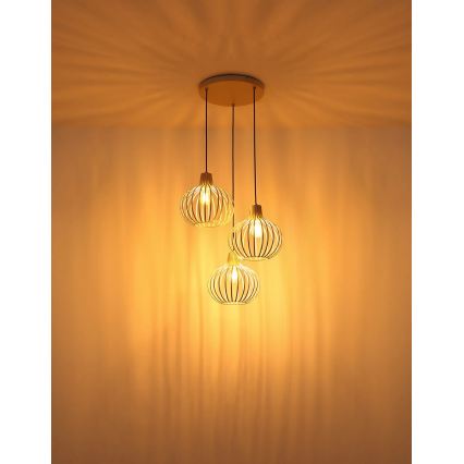 Globo - Suspension sur câble 3xE27/40W/230V beige
