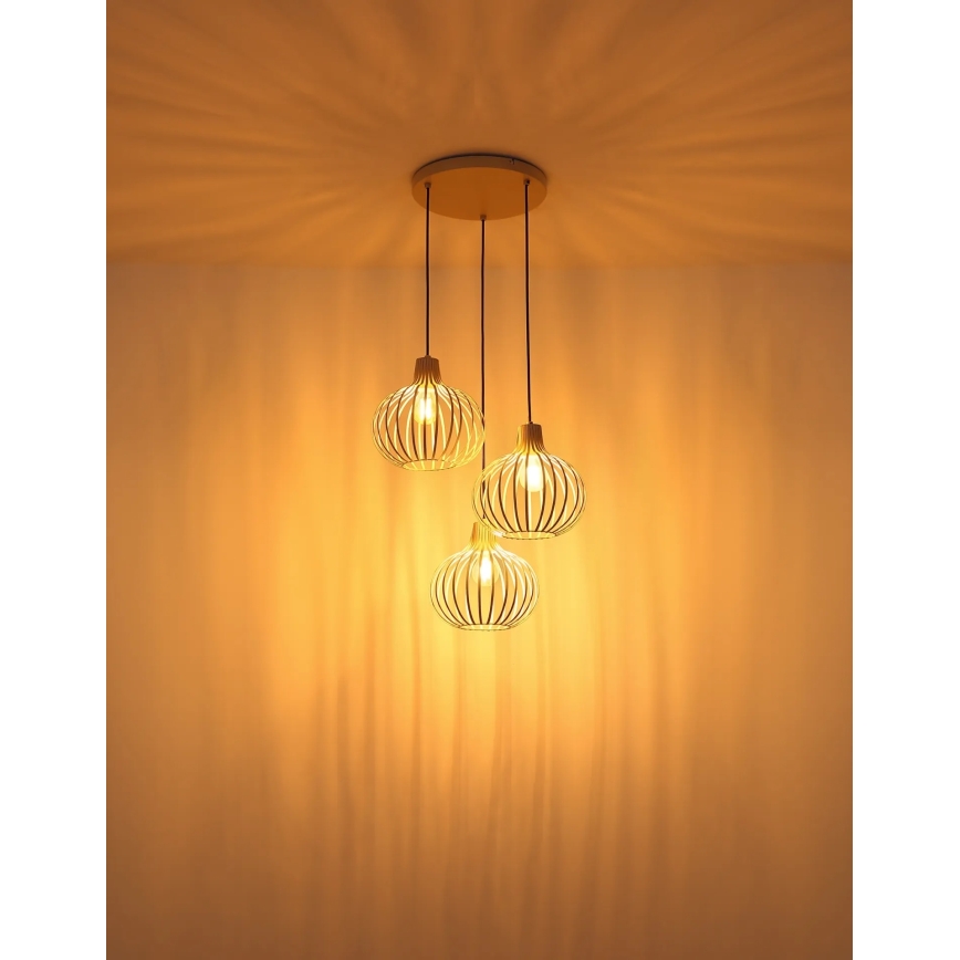 Globo - Suspension sur câble 3xE27/40W/230V beige