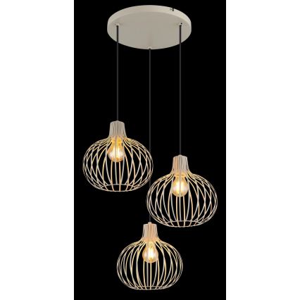 Globo - Suspension sur câble 3xE27/40W/230V beige