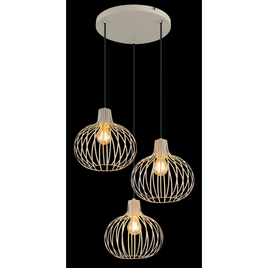 Globo - Suspension sur câble 3xE27/40W/230V beige
