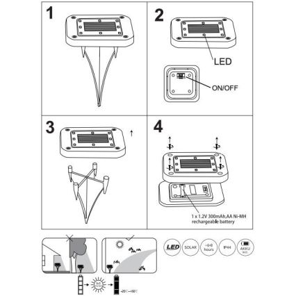 Globo  - LOT 2x Éclairage solaire LED/0,8W/1,2V IP44