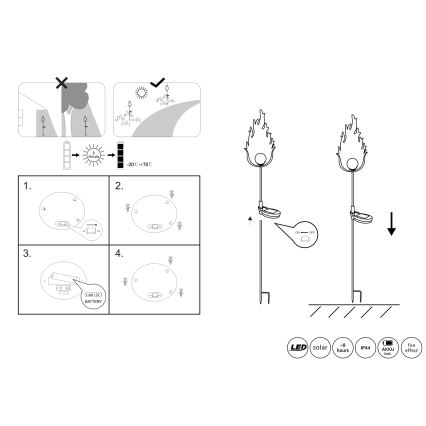 Globo - Éclairage solaire LED/0,04W/3V IP44 600 mAh