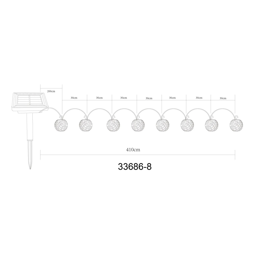 Globo - Guirlande décorative solaire 98xLED/0,1W/3V 410 cm IP44 600 mAh