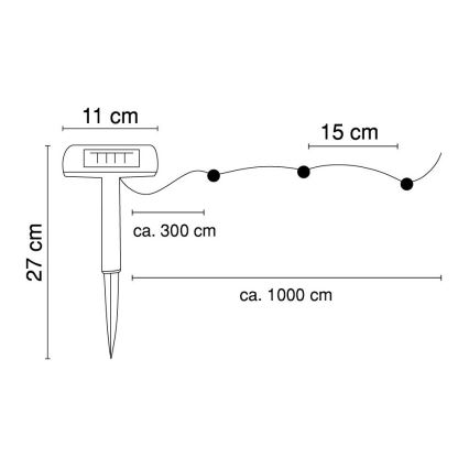 Globo - Guirlande solaire 10 m 50xLED/2,4V IP44