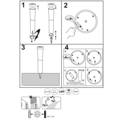 Globo - LOT 2x Éclairage solaire LED/0,1W/3V 6000K IP44 400 mAh