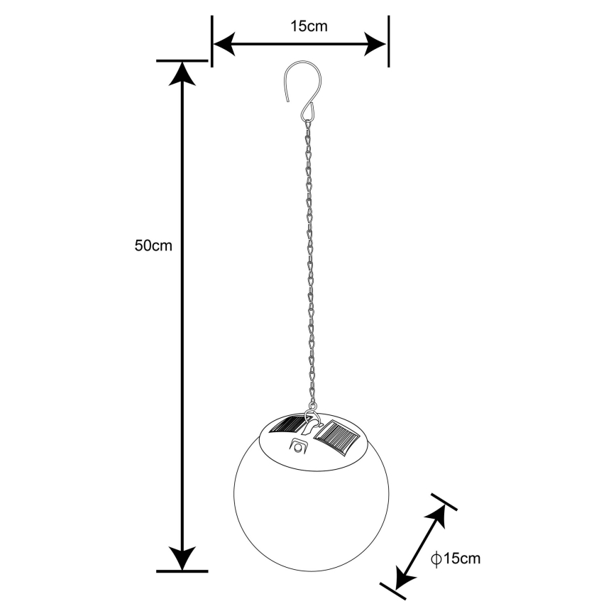 Globo - Suspension chaîne solaire 20xLED/0,06W/1,2V d. 15 cm IP44 600 mAh