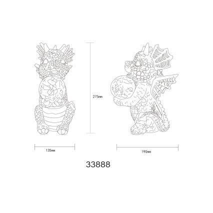 Globo - Décoration solaire LED LED/0,02W/3V IP44 dragon 300 mAh