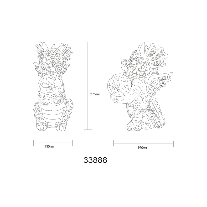 Globo - Décoration solaire LED LED/0,02W/3V IP44 dragon 300 mAh