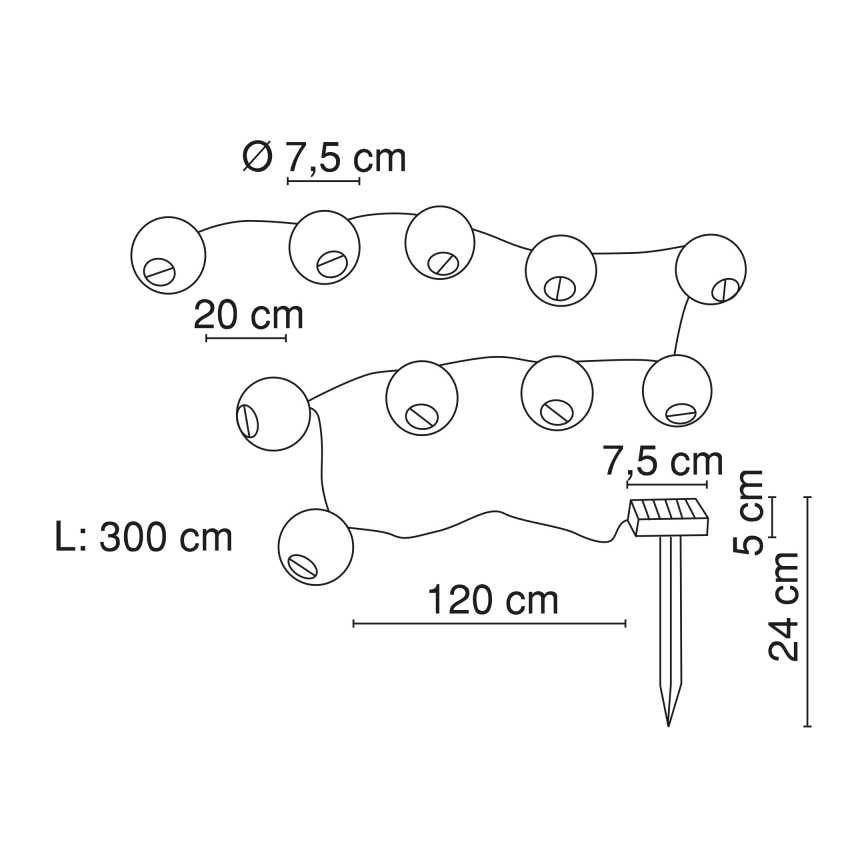 Globo - Guirlande solaire LED 10xLED/0,06W/1,2V IP44
