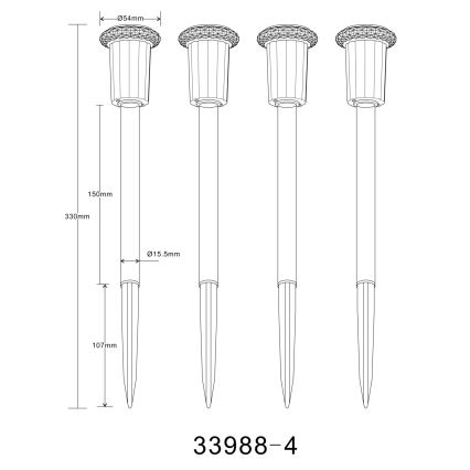 Globo - LOT 4x Éclairage solaire LED/0,06W/1,2V IP44