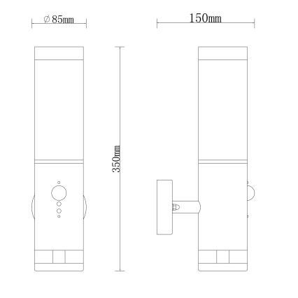 Globo - Applique murale d'extérieur avec détecteur 1xE27/15W/230V IP44