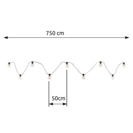 Globo - Guirlande décorative extérieure 10xLED/0,27W/230V 7,5 m IP44 noir