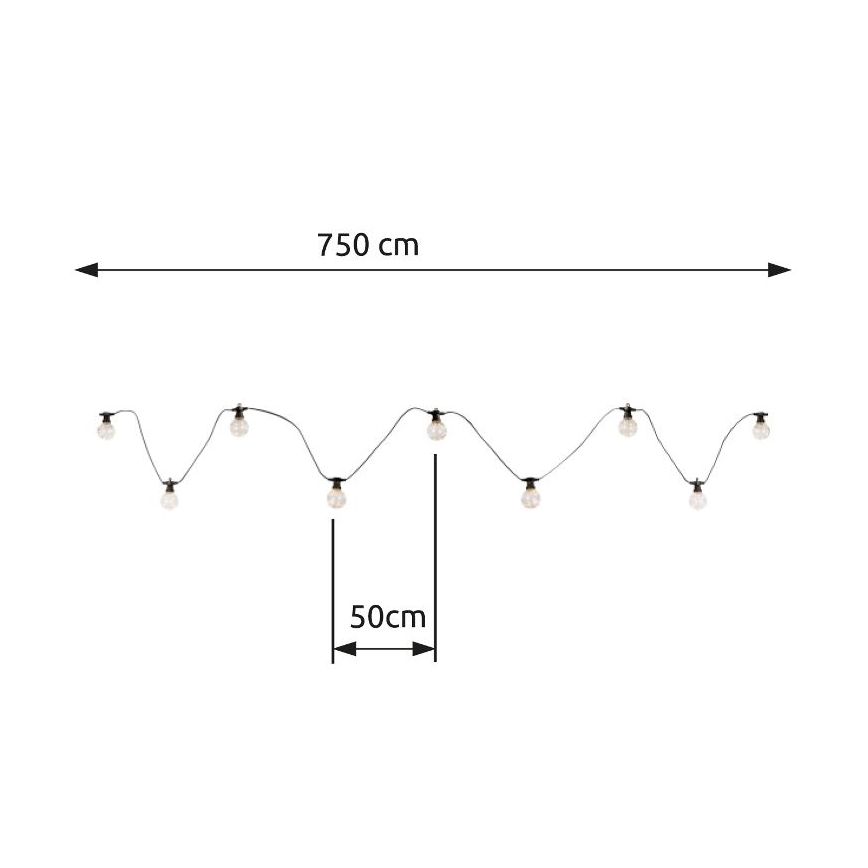 Globo - Guirlande décorative extérieure 10xLED/0,27W/230V 7,5 m IP44 noir
