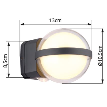 Globo - Applique murale extérieure LED/12W/230V IP54 noir