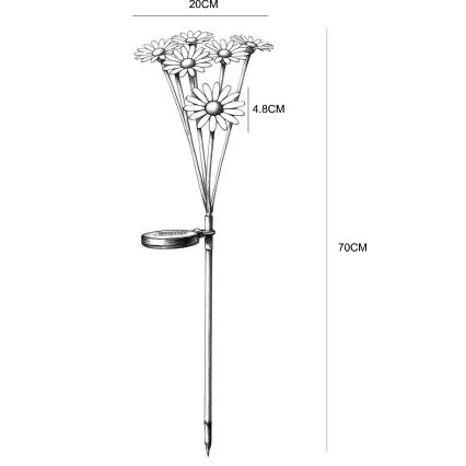 Globo - Lampe solaire LED 6xLED/3V IP44 600 mAh en forme de fleur