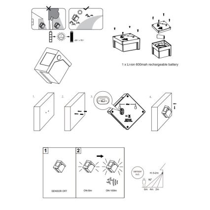 Globo - Éclairage solaire avec détecteur LED/0,48W/3V IP44