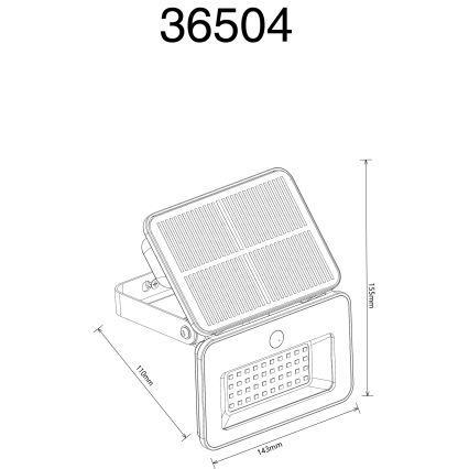 Globo - Luminaire solaire LED dimmable avec capteur, 8 W / 5 V, 3000 / 4000 / 6500 K, IP65, 2200 mAh