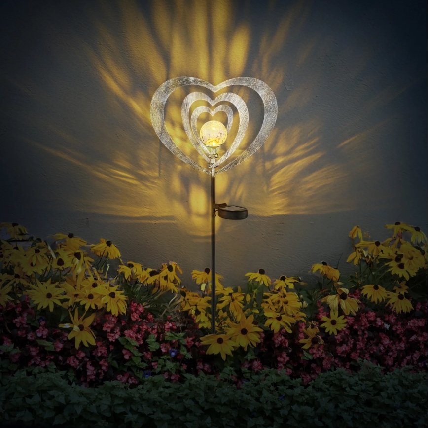 Globo - Luminaire solaire LED/3V IP44 300 mAh cœur argenté