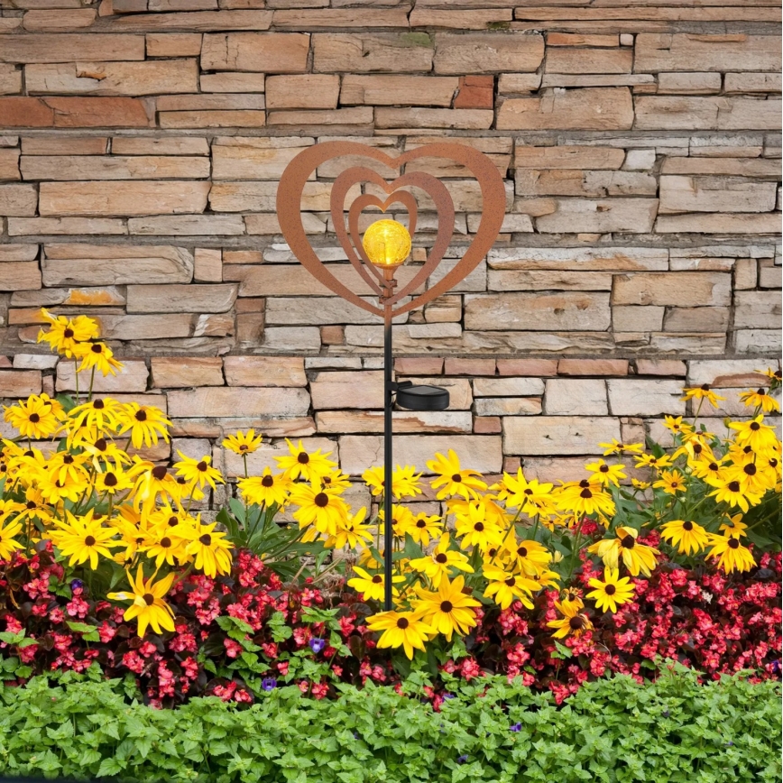 Globo - Lampe solaire LED/3V IP44 300 mAh, cœur rouillé