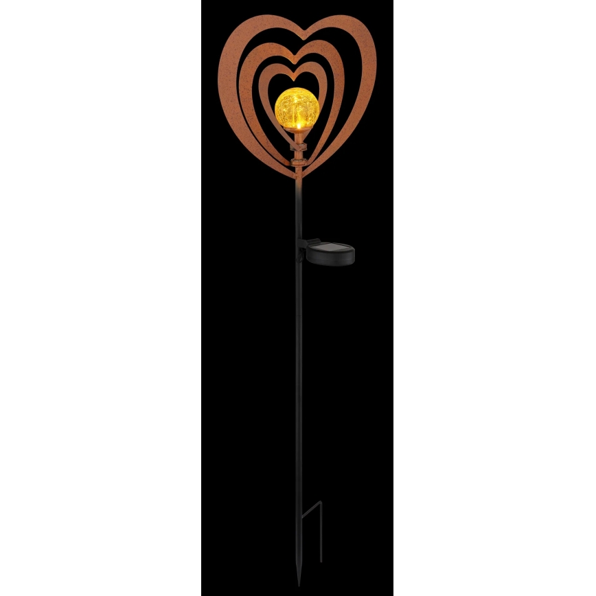 Globo - Lampe solaire LED/3V IP44 300 mAh, cœur rouillé